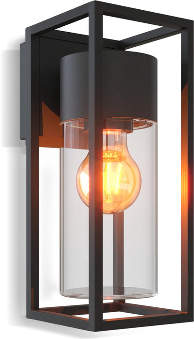 Calex led wandlamp genoa - e27 – ip44 spatwaterdicht - zwart – aluminium – industrieel – modern