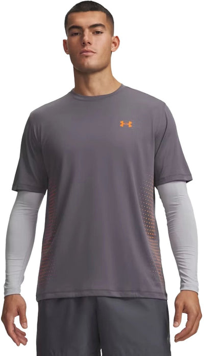 Under armour ua tech play short sleeve-gry heren sportshirt - castlerock outrageous oranje outrageous oranje