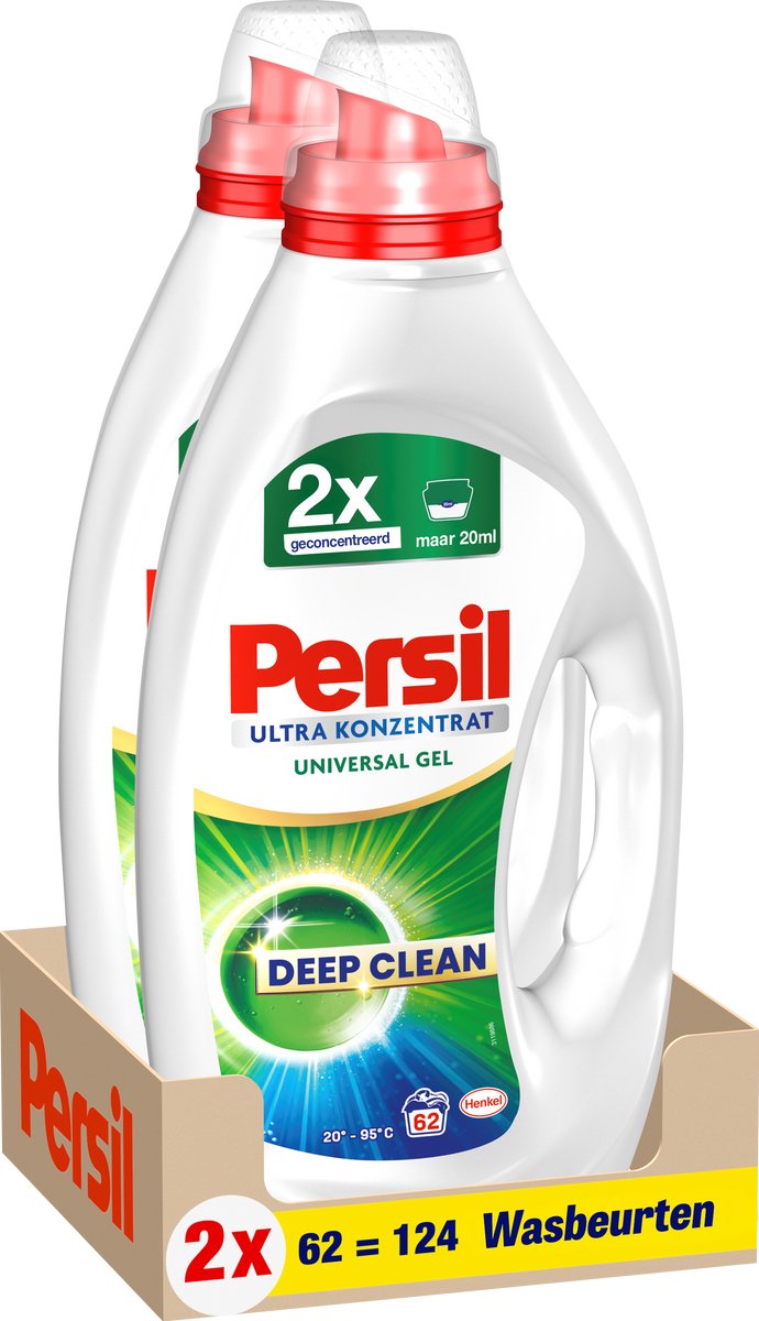 Persil ultra concentrated universal wasmiddel | 2 x 62 wasbeurten | 124 wasbeurten | voordeelverpakking