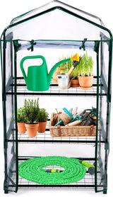 Kinzo kweekkas - broeikas tuinkas 69x49x125 cm - kweekbak met 3 verdiepingen - transparant broeikast design met ritssluiting - broeikas kweekkas voor groenten kweken - groen - afbeelding 1
