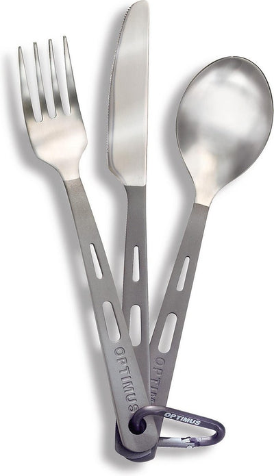 Optimus nl optimus titanium 3 piece cutlery set - campingbestek - titanium