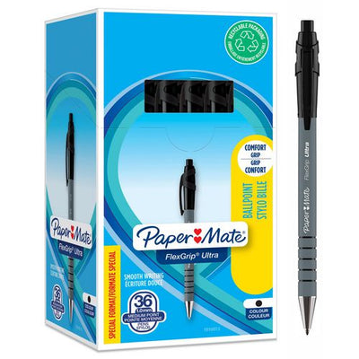 Paper mate balpen papermate flexgrip ultra medium zwart pak 36 stuks