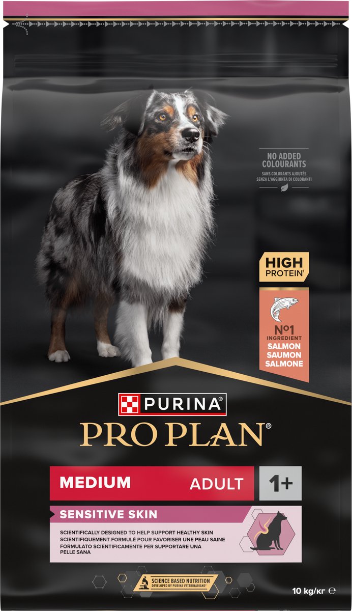 Pro plan purina® ® sensitive skin medium adult - hondenvoer droogvoer - zalm - 10 kg
