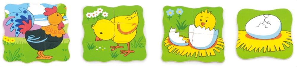 Groeipuzzel kip 4 lagen 18x18x1,3cm. 3+