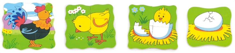 Groeipuzzel kip 4 lagen 18x18x1,3cm. 3+