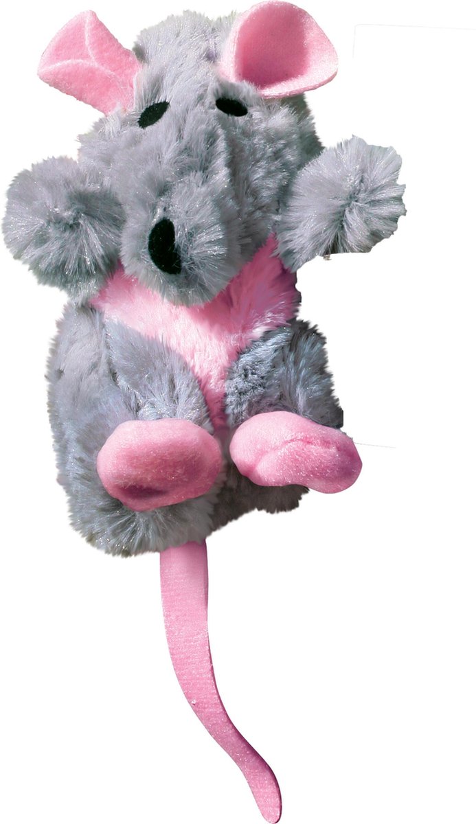Kong catnip rat – kattenspeeltjes – kattenkruid – 14cm – grijs one size