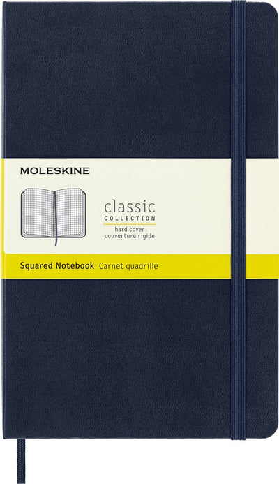 Moleskine classic notitieboek - large - hardcover - geruit - saffier blauw
