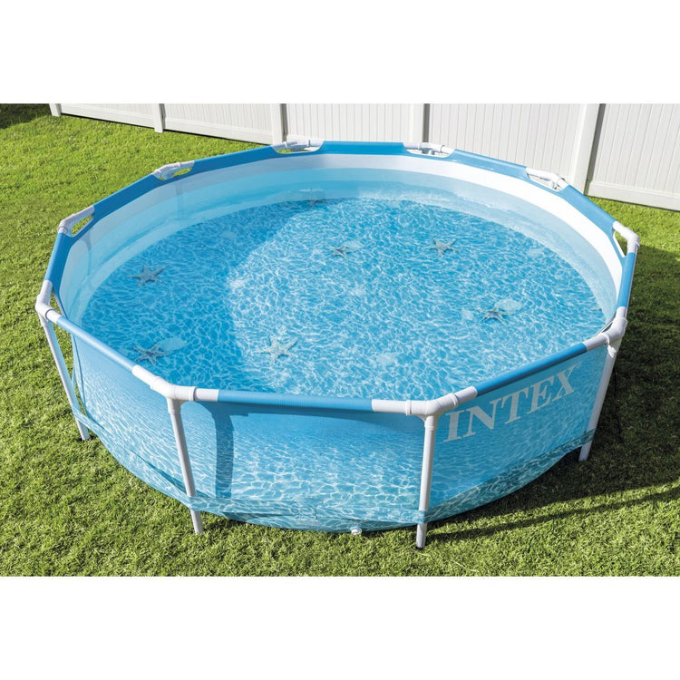 Intex 28208gn beachside metal frame zwembad + filterpomp 305x76 cm blauw