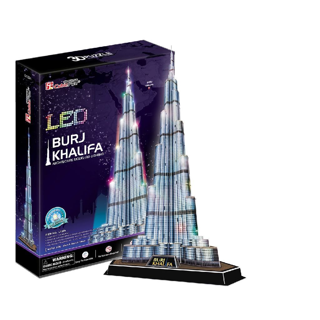 Cubic fun 3d puzzel burj khalifa met led verlichting