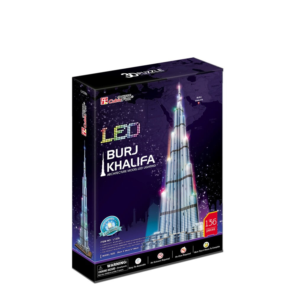 Cubic fun 3d puzzel burj khalifa met led verlichting