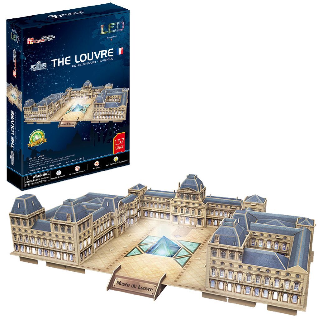 Cubic fun 3d puzzel the louvre + led verlichting 137 stukjes