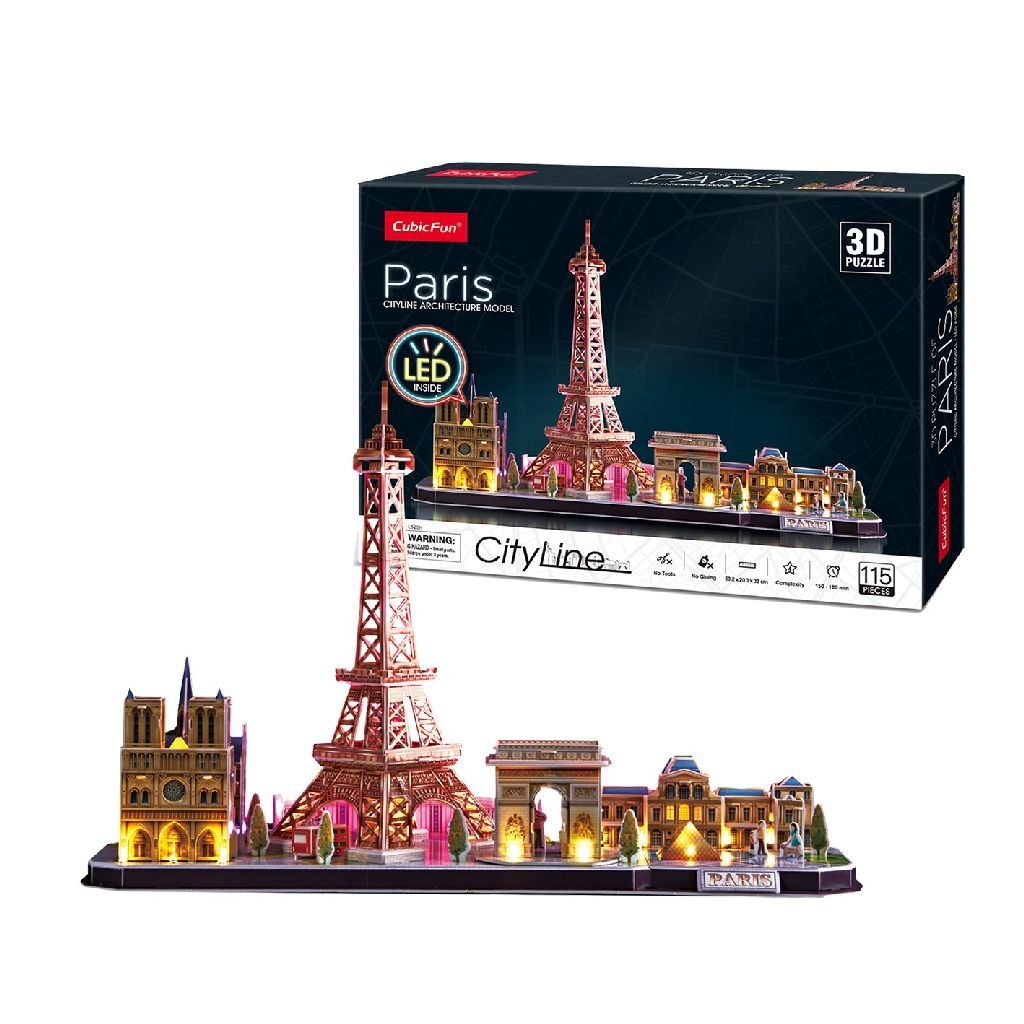 Cubic fun 3d puzzel city line paris met led verlichting, 115dlg.