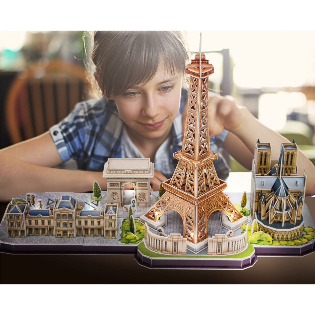 Cubic fun 3d puzzel city line paris met led verlichting, 115dlg.