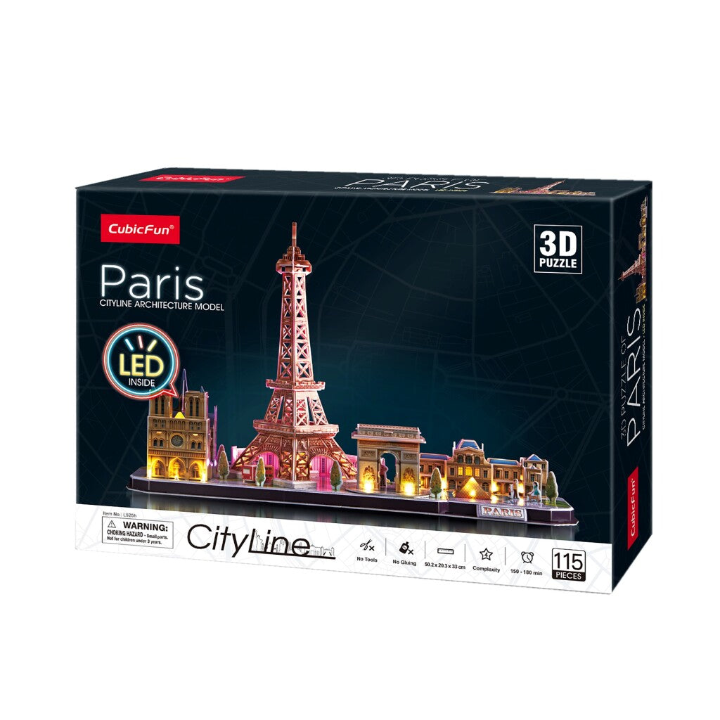 Cubic fun 3d puzzel city line paris met led verlichting, 115dlg.