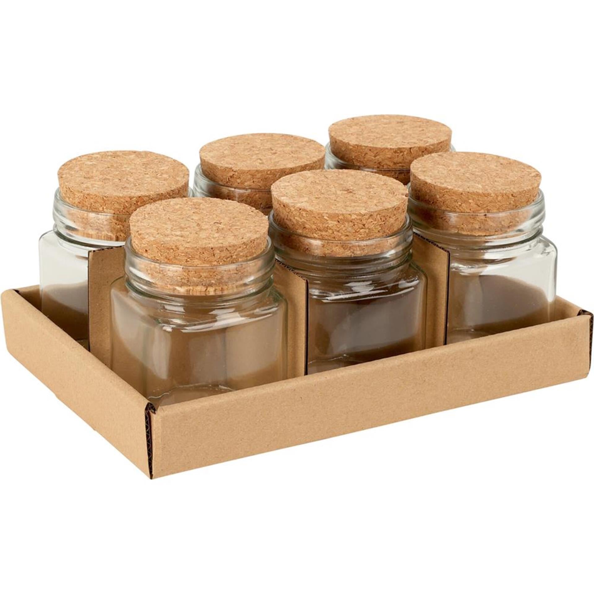 Excellent houseware voorraadpot glas met kurk deksel 160ml