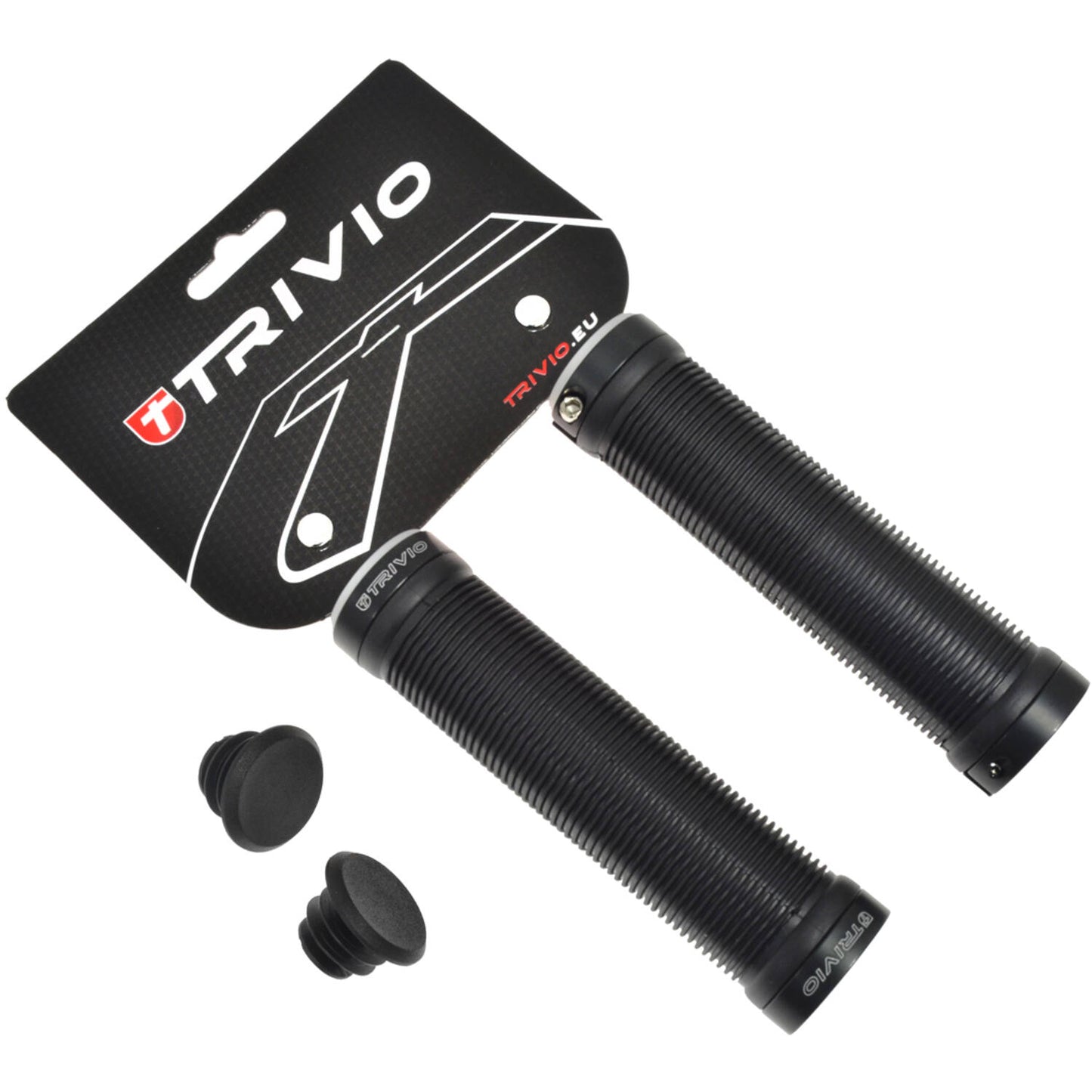 Trivio - fiets handvatten geribbeld grip zwart + lock-on zwart