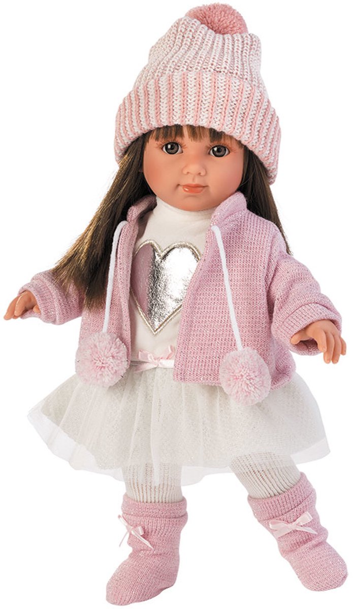 Llorens pop sara met bruine ogen en bruin steil haar - 35 cm - vanaf 3 jaar