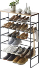 Yamazaki schoenenrek met houten bovenblad - 6 niveaus - tower - zwart