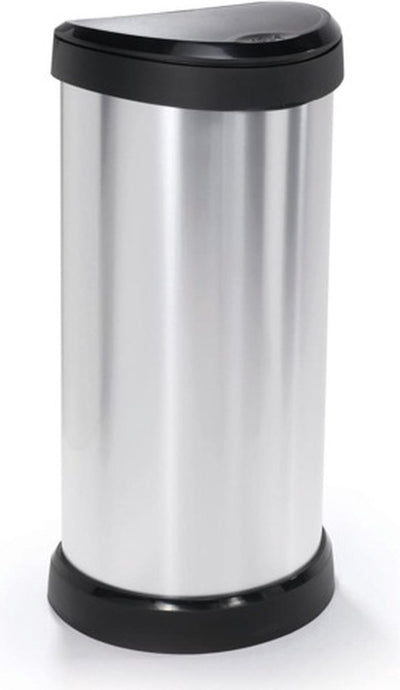 Curver decobin push prullenbak - 40 liter - metallic - recycled kunststof