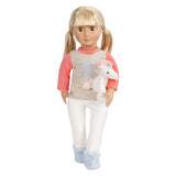 Outfit pyjama voor poppen 45cm - eenhoorn - afbeelding 3