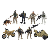 Rc soldier foe speelfiguren set 6 soldaten, hond en 2 motorfietsen - afbeelding 1