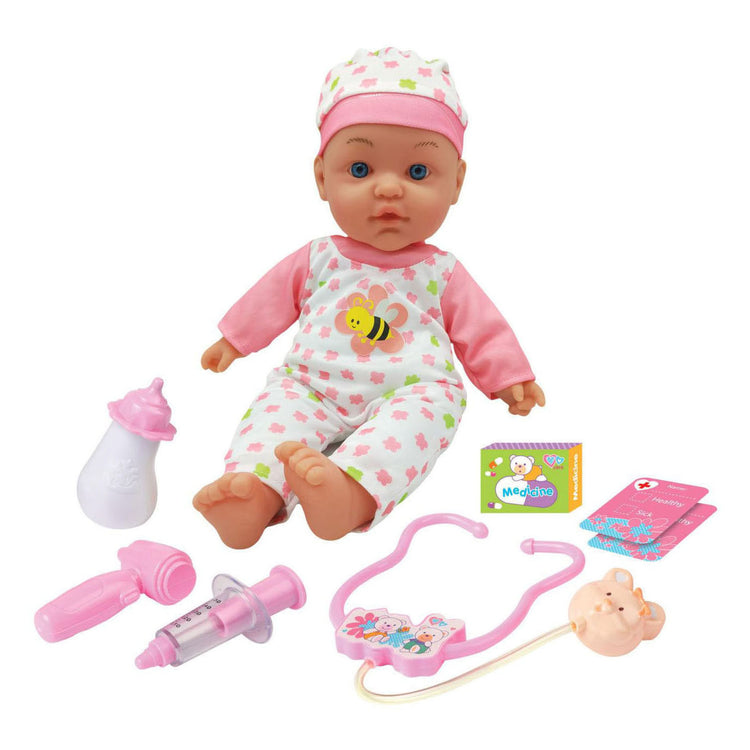 Zieke babypop met oplichtende wangen