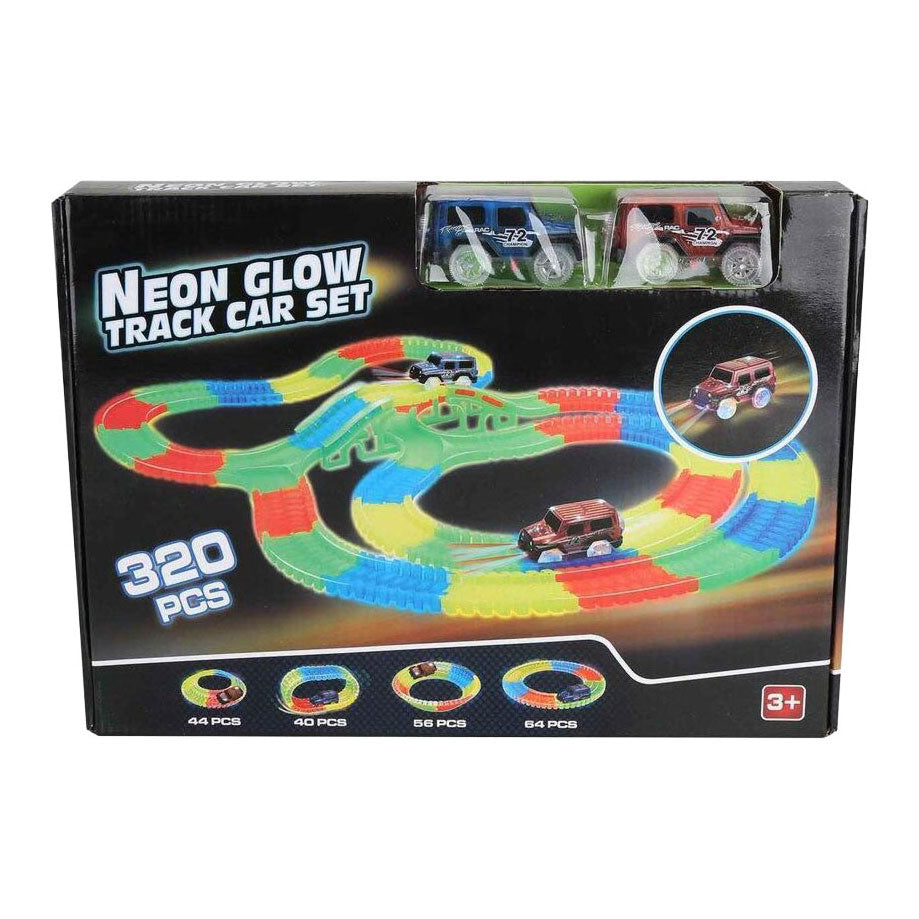 Neon glow racebaan met 2 auto's - 320dlg.