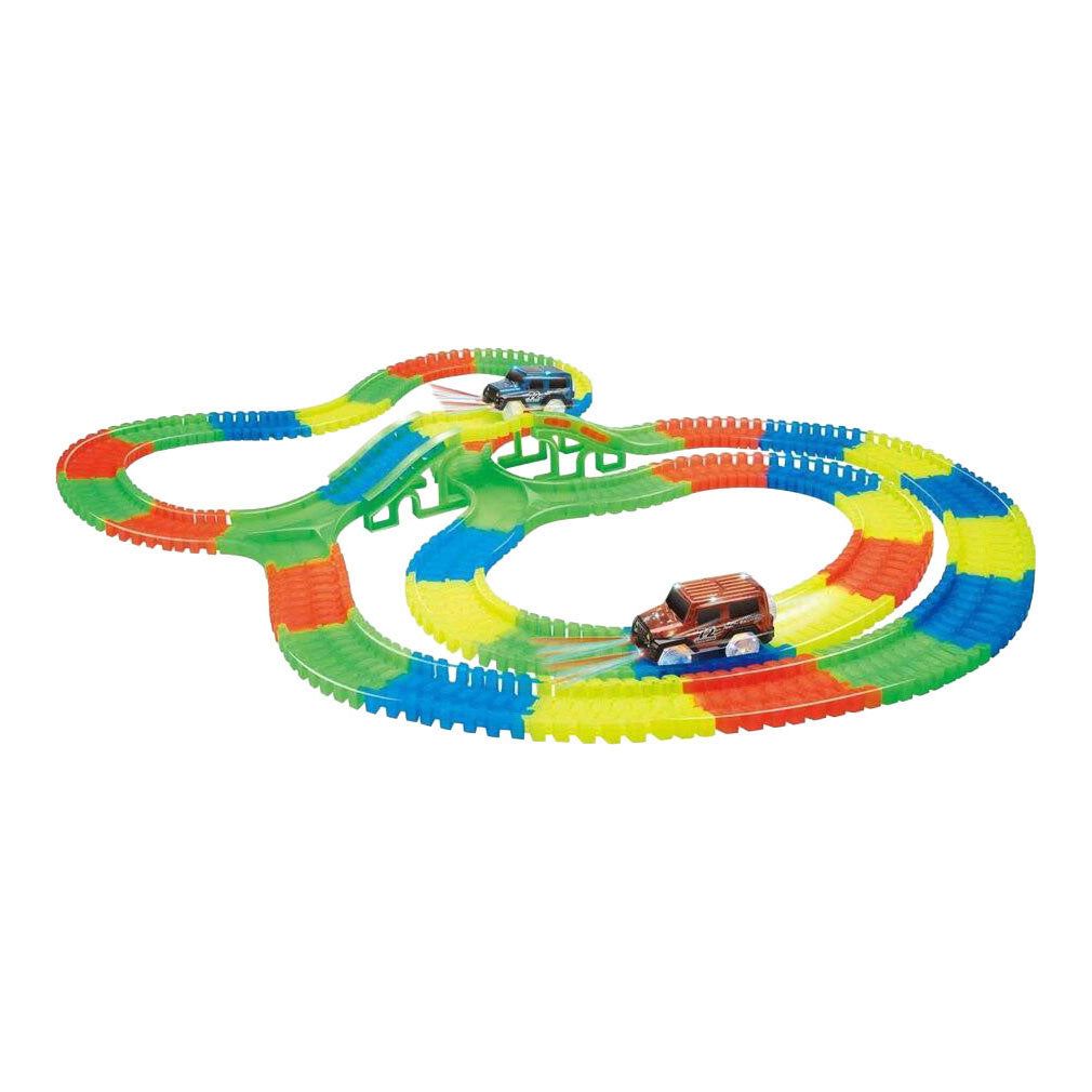 Neon glow racebaan met 2 auto's - 320dlg.