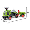 Falk claas 470 arion ride-on groen met aanhanger + zandset