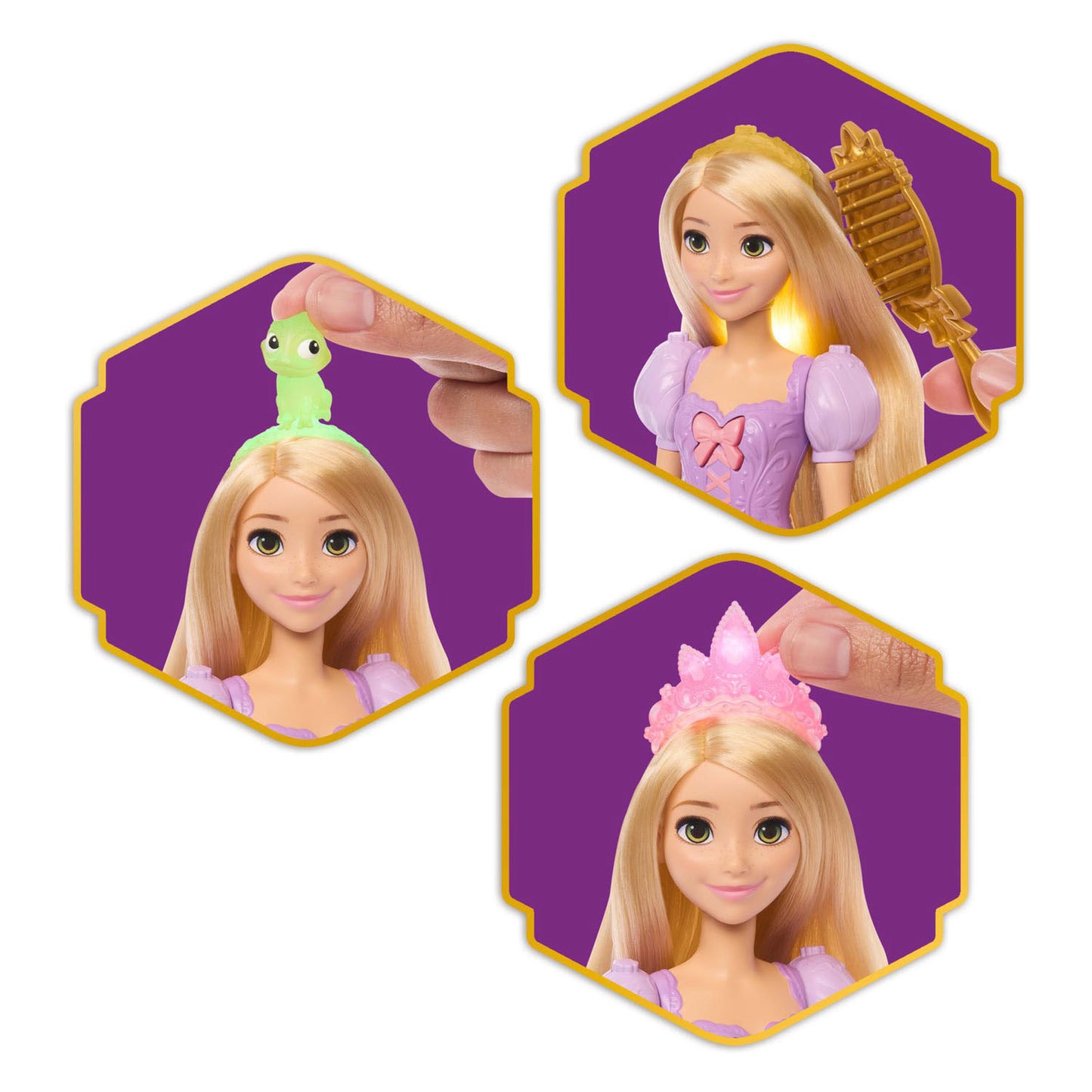 Mattel disney princess lichtgevend haar rapunzel modepop - magisch haar modepop speelgoed