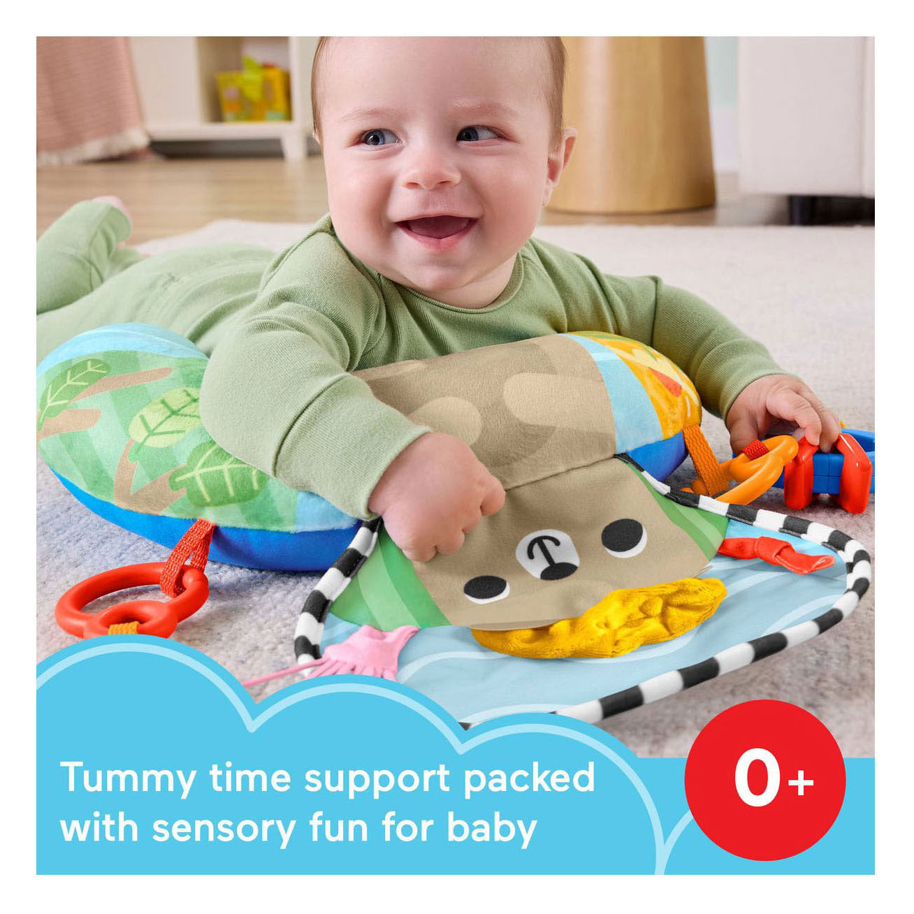 Fisher-price zintuiglijke avonturen buikligtrainer - voor pasgeborenen met bijtring en rammelaar