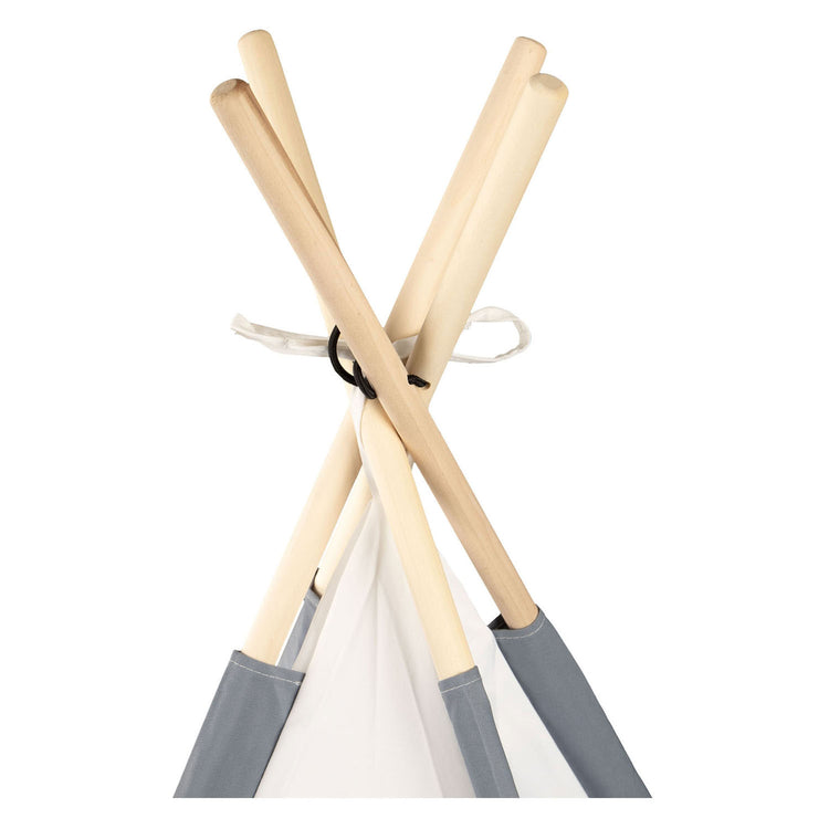 Tipi met houten stokken en vloerkleed - 120x120x150cm