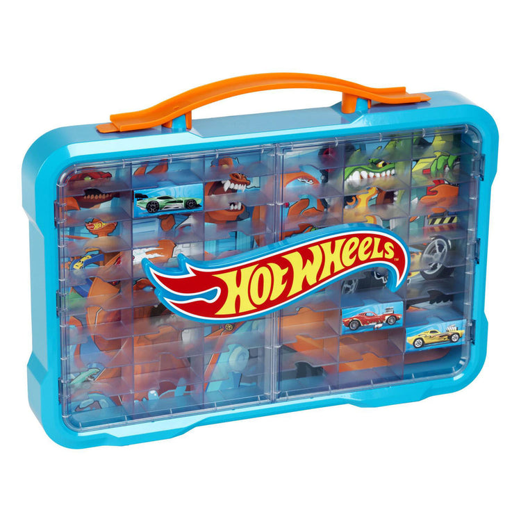 Klein toys hot wheels - verzamelkoffer - vitrine - geschikt voor 54 auto's - blauw oranje