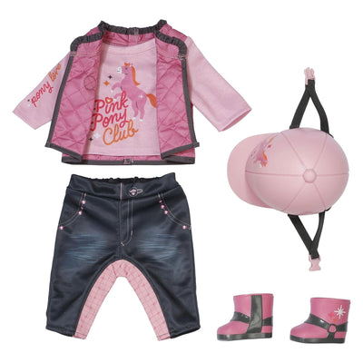 Baby born poppenkleding paardrijden 43cm - outfit met helm.
