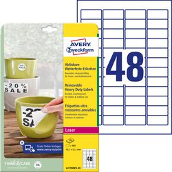 Multifunctionele etiketten avery zweckform wit