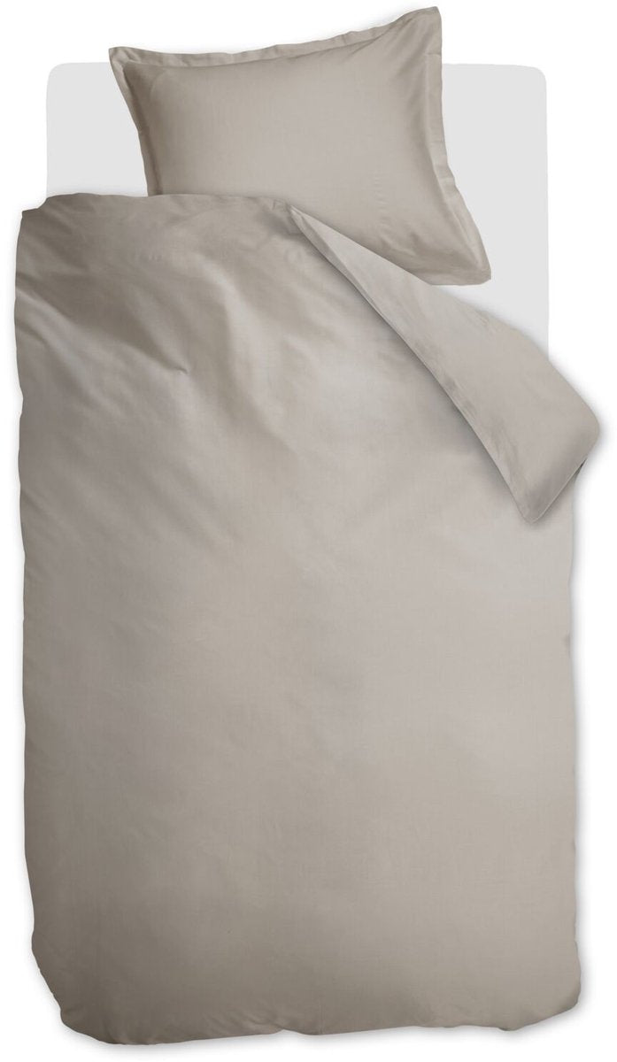 Ambiante satin uni dekbedovertrek - eenpersoons - 140 x 200 220 cm - zand