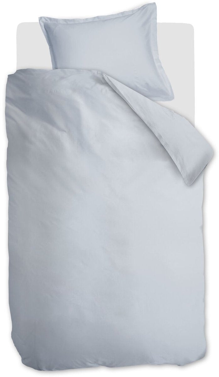Ambiante satin uni dekbedovertrek - eenpersoons - 140 x 200 220 cm - licht blauw