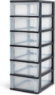 Iris organizer chest ladesysteem a4 - 6 middelgrote lades - 6 x 7l - kunststof - zwart transparant