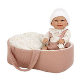 Elegance babyto babypop roze met draagmand en kussen - 33 cm - afbeelding 2