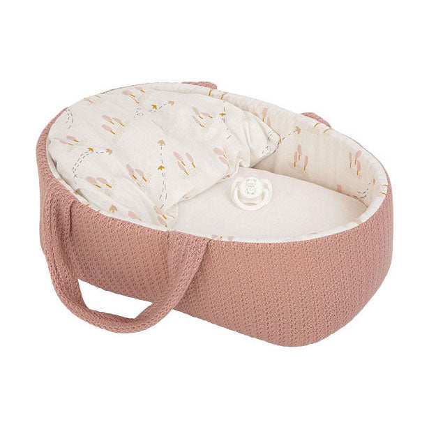 Elegance babyto babypop roze met draagmand en kussen - 33 cm
