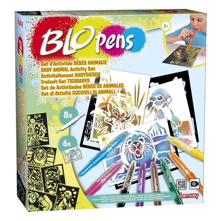 Blopens knutsel set babydieren met 8 blaaspennen