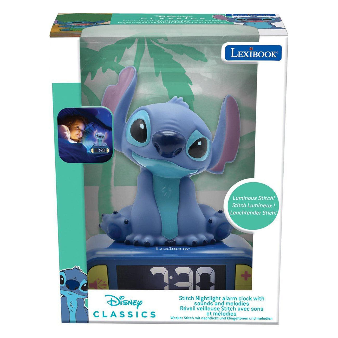 Lexibook stitch 3d digitale alarmklok met licht en geluid