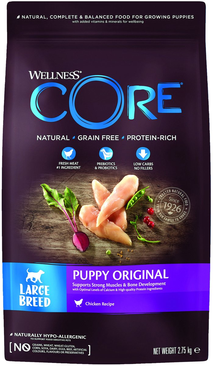 Wellness core grain free large breed puppy kip - hondenvoer - 2.75 kg