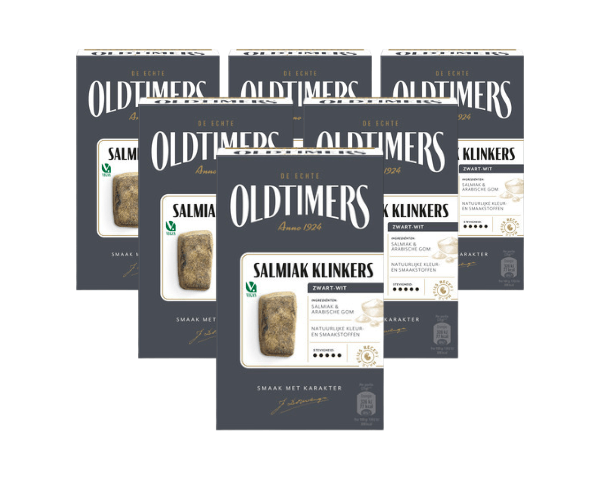 Oldtimers - drop - salmiak klinkers - 6 doosjes - 235 gram
