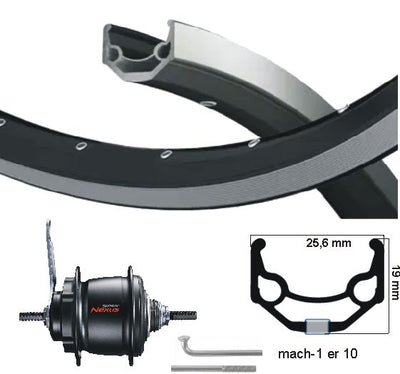 Kgs achterwiel 28 inch (622) nexus 8 remnaaf zwart