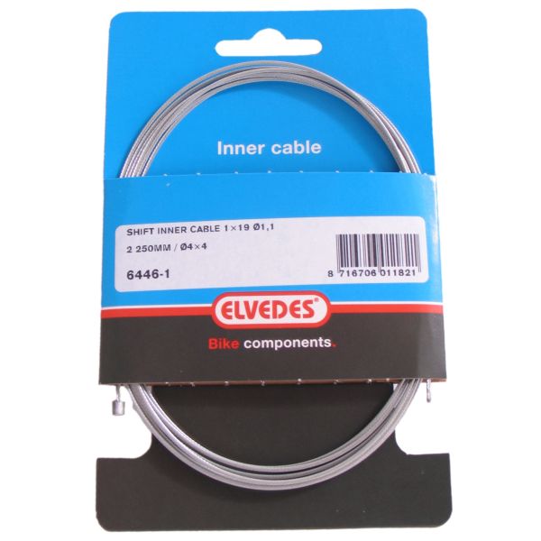 Elvedes schakel binnenkabel 2250mm verzinkt ø1,1mm shimano sram n-nippel (op kaart)