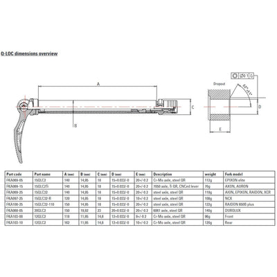 Srsuntour sr suntour - steekas q-loc 15 100mm 15qlc32 alloy trekking fka097-25