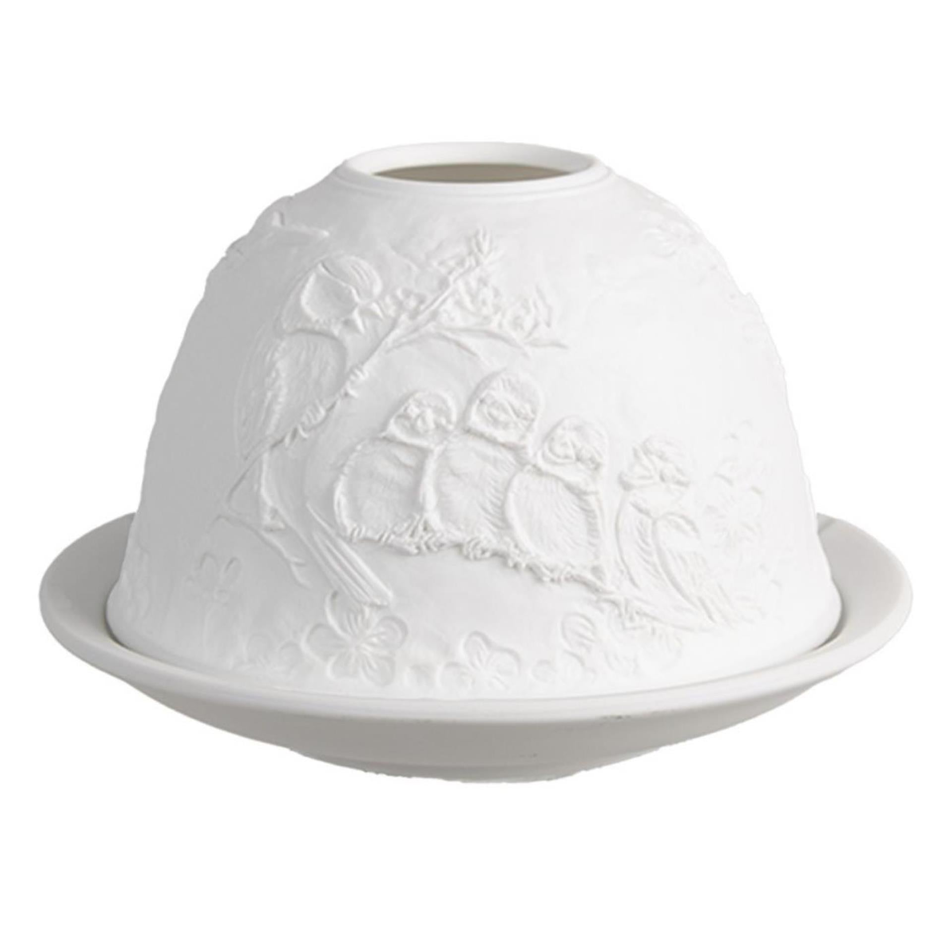 Clayre eef theelichthouder vogels porselein ã˜12x8cm