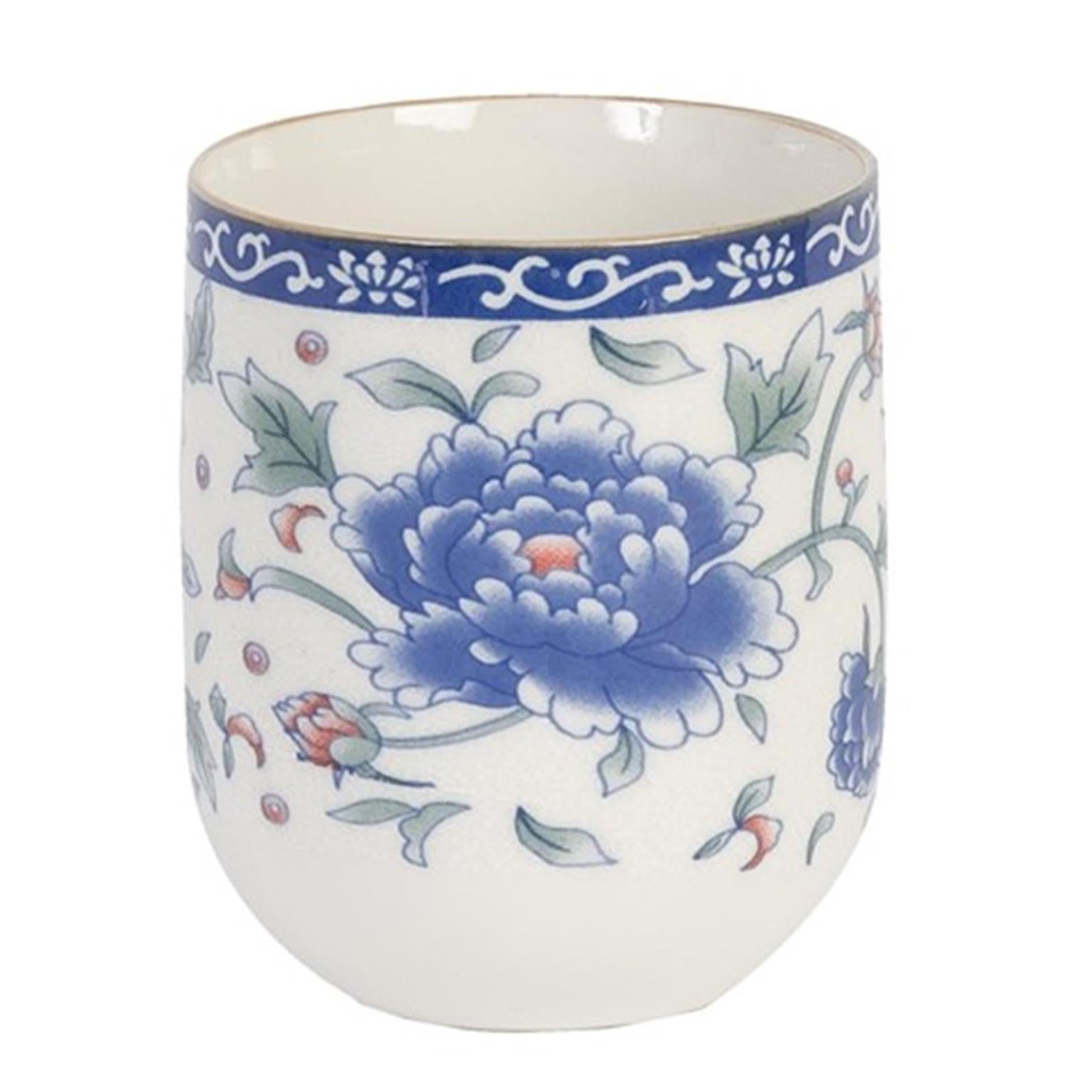 Clayre eef thee-of koffiemokje blauwe bloem ø6x8cm 100ml