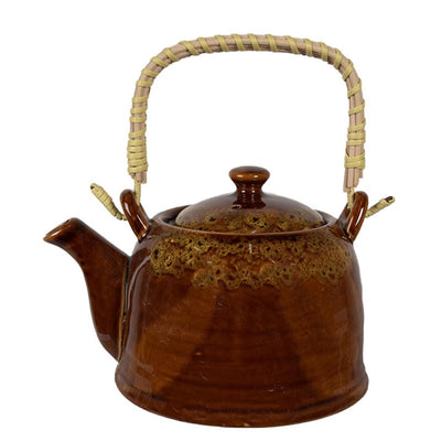 Clayre eef theepot met filter bruin geel keramiek ø14x12cm 750ml